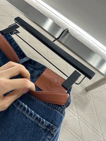 L 25 Belted straight-leg logo denim trousers