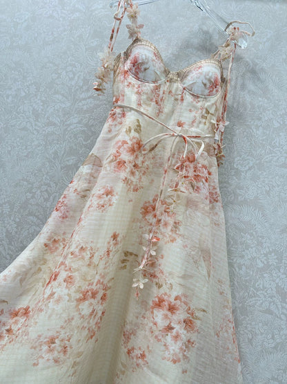 Z 25 New Flower Cluster Printed Halter Dresses