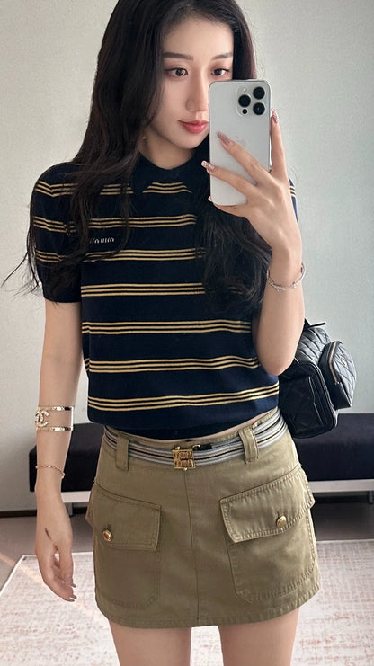 M 25SS Early Spring Work Pocket Belt Skirt