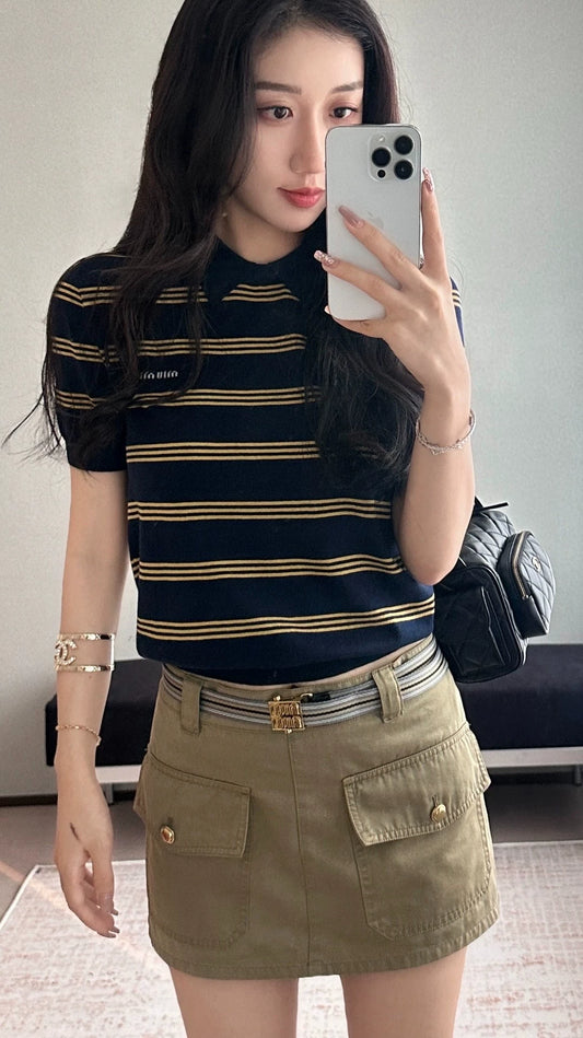 M 25SS Early Spring Work Pocket Belt Skirt