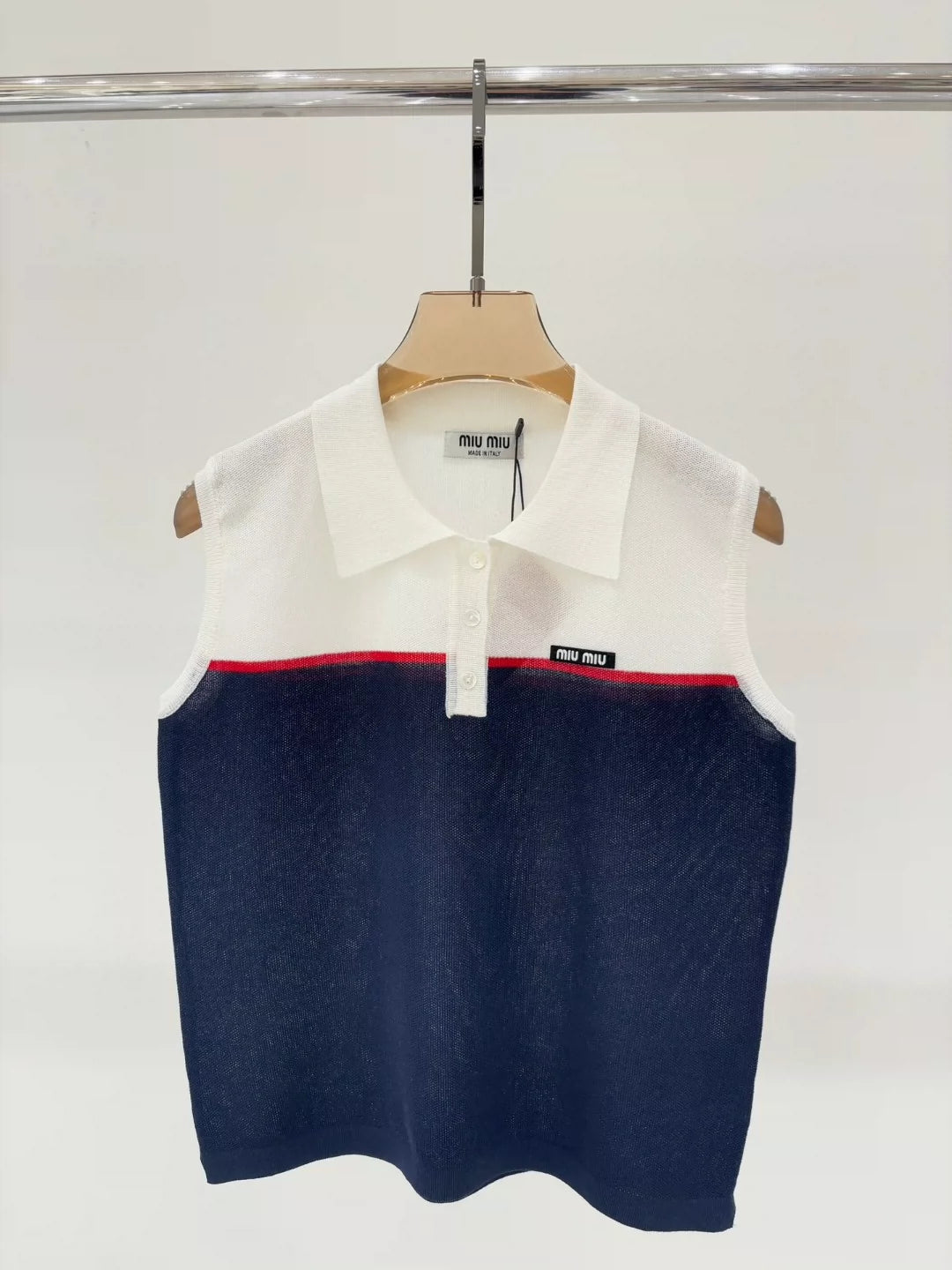 M 25 Summer new lapel letter logo stitching casual knitted vest