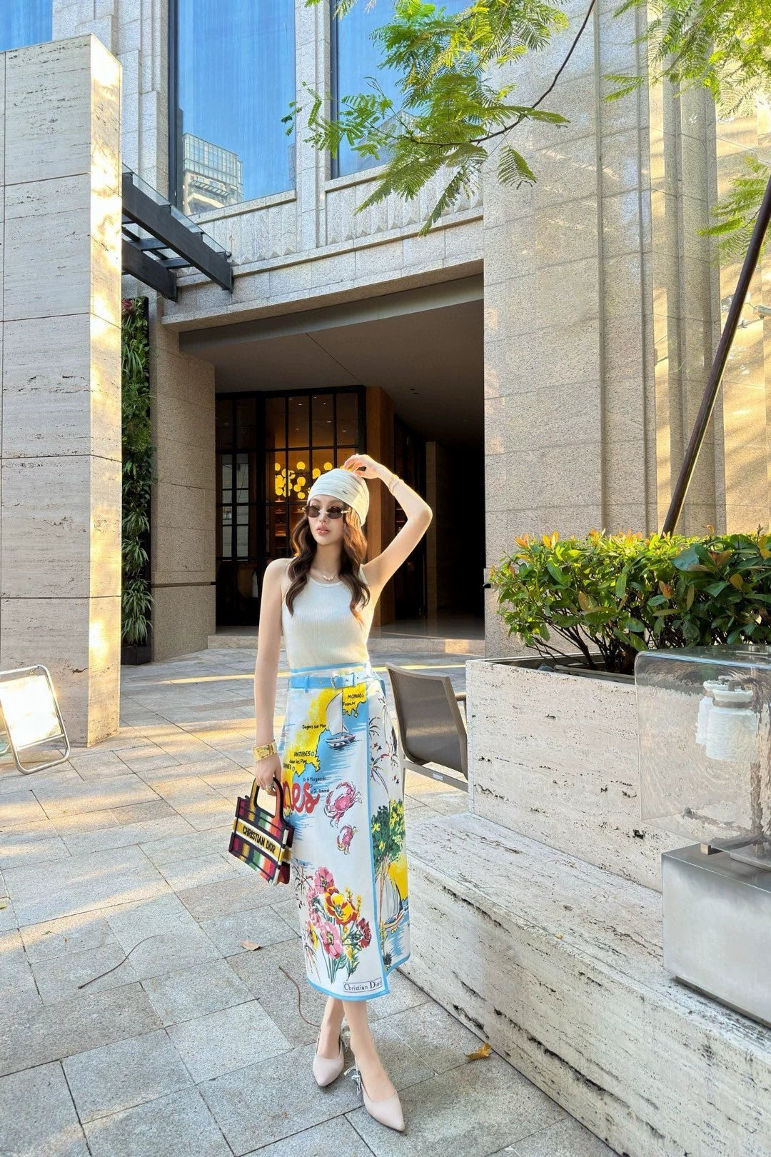 D 25 new map print belt skirt