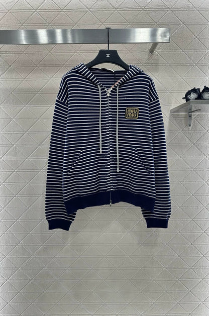 M 25 Hooded zip-up knit sweatshirt
