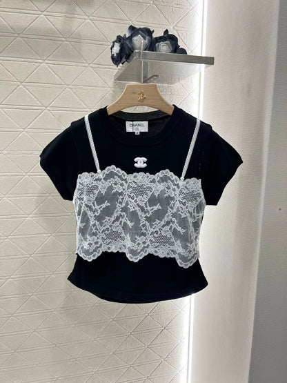 C 25 New Sling False Two Piece Knit Top