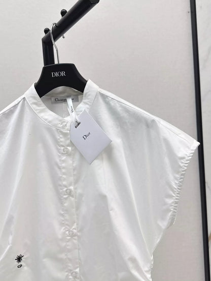 D 25 Spring/Summer New Minimalist Waisted Standing Collar Shirt