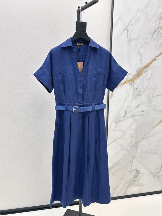 Lor  25 Spring/Summer New Short Sleeve Long Pressure Pleat Dresses