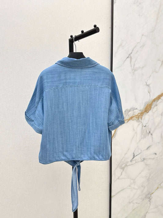 P Spring/Summer 25 Lace-up bow denim shirt