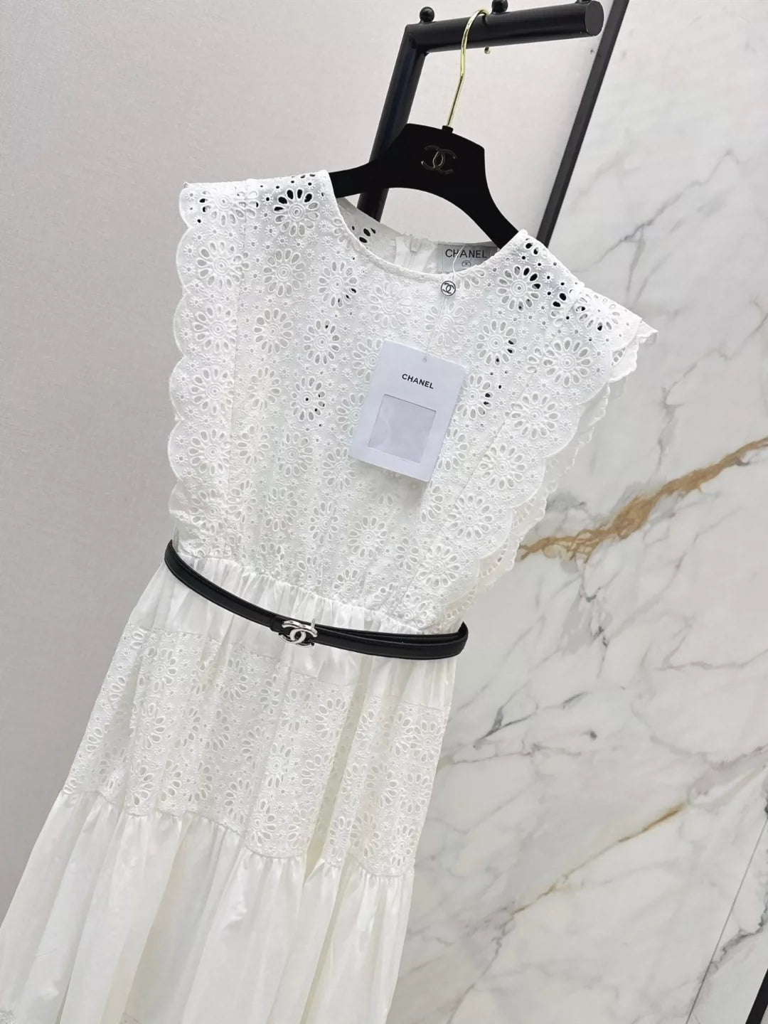 C 25 spring and summer new skeleton splicing sleeveless dress