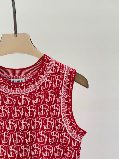 Bu 25 Early spring new round neck letter logo jacquard full print dresses