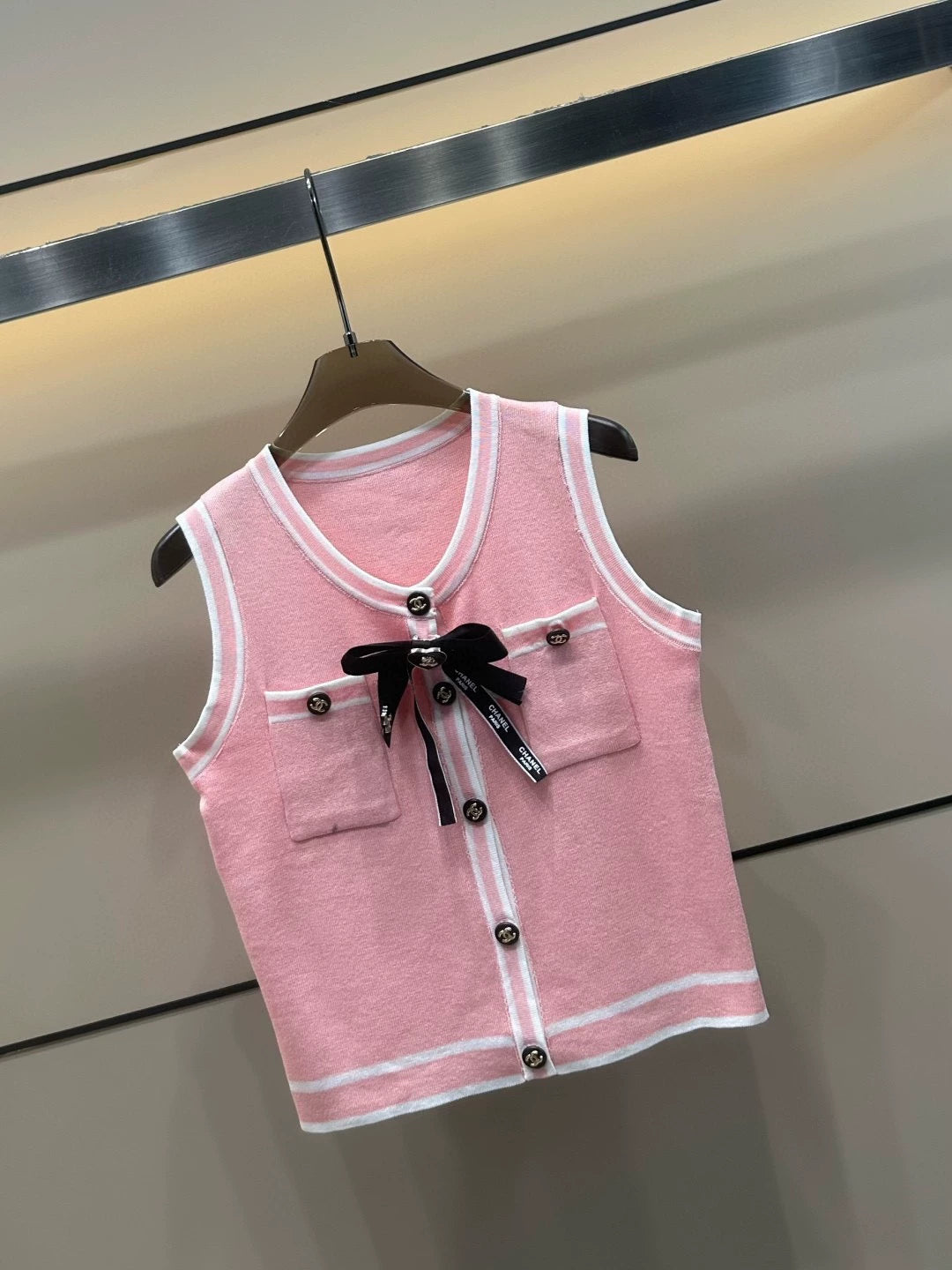 C 25 Summer new round neck bow knit undershirt
