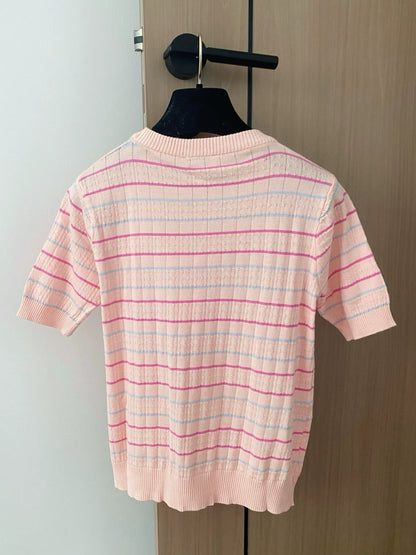 C 25 new White, pink Checkered short sleeve