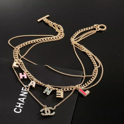25 Summer New Multi-layer Chain Letter Necklace