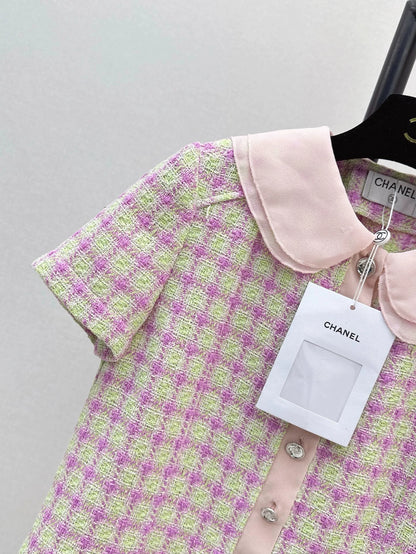 C 25 Pink short sleeves with doll collar