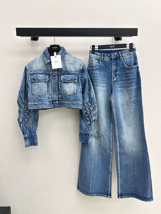 D 25 Denim jacket + straight pants set