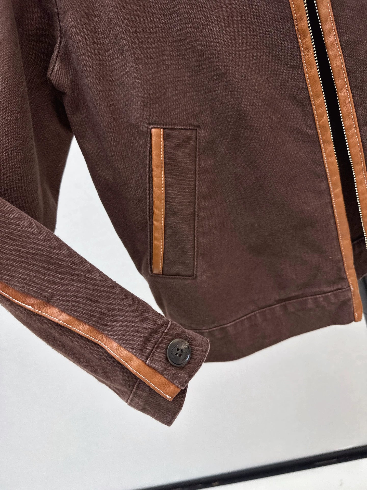 M 25 Brown denim jacket with leather detailing