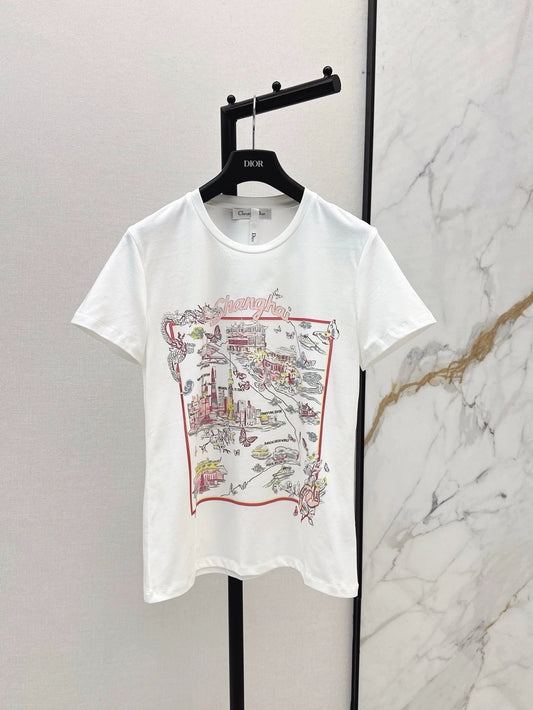 D 25 New Loose Shanghai City Painting Short Sleeve