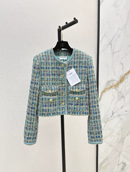 C 25 New fall/winter peacock blue woven jacket