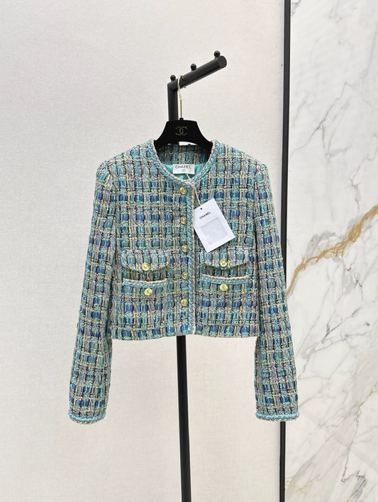 C 25 New fall/winter peacock blue woven jacket