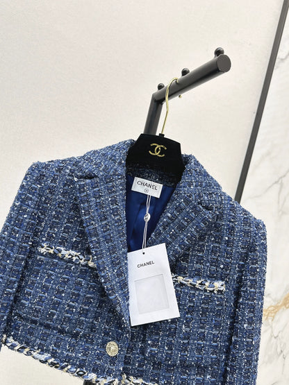 C 25 Model's Sapphire Blue Tweed Short Jacket