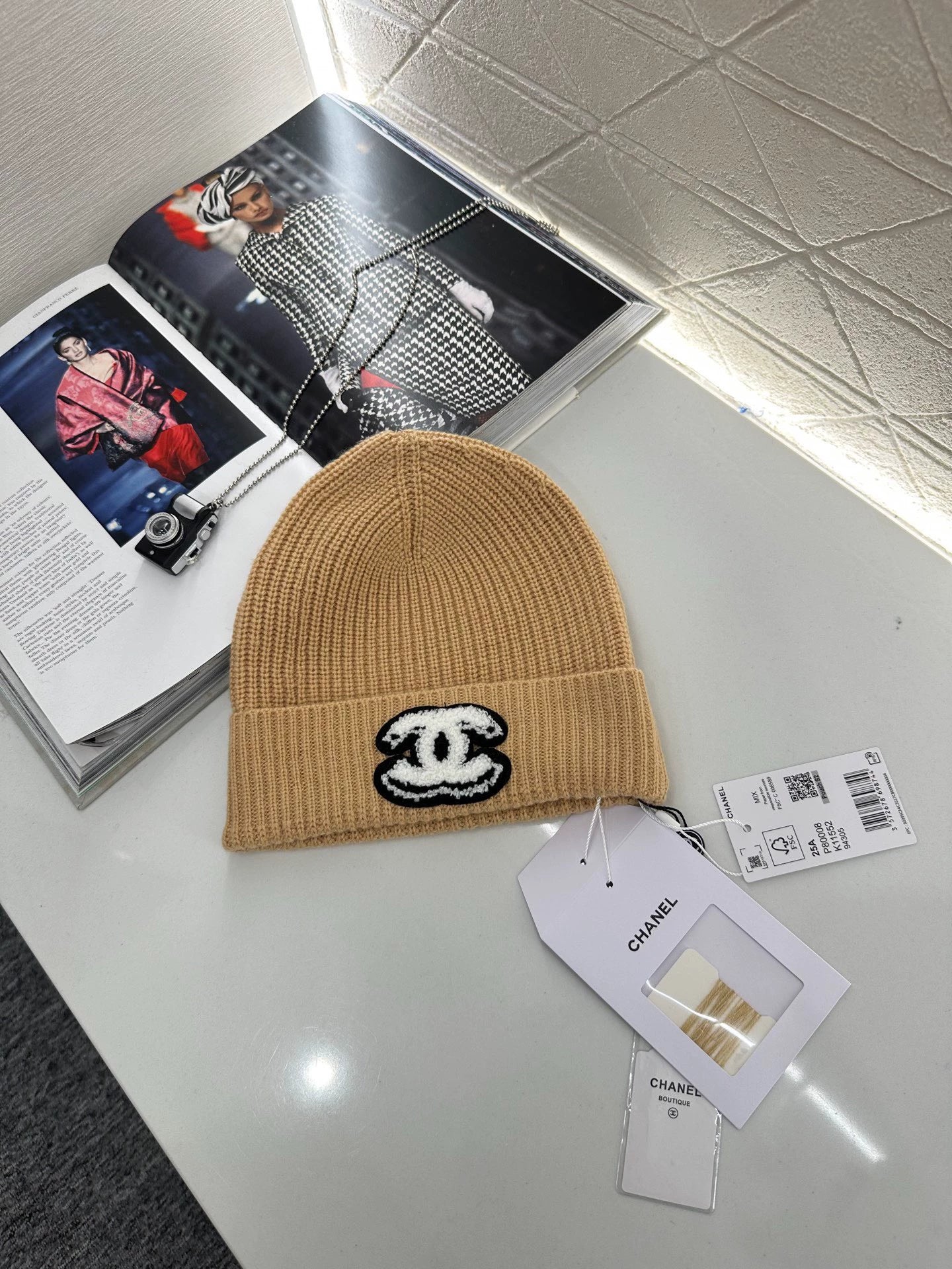 C 25 Logo Cashmere Knit Beanie