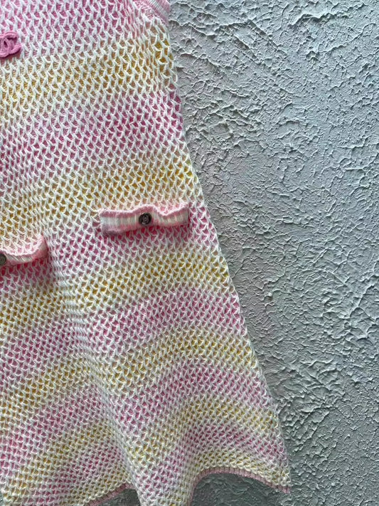 C 25 Summer Fixed Dye Colorful Yarn Knit Tank Dress