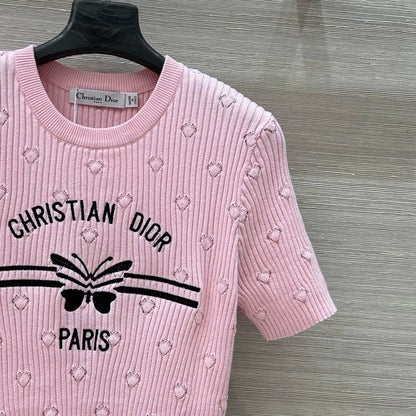 D 25 Early Spring Resort New Embroidered Knit Short Sleeve