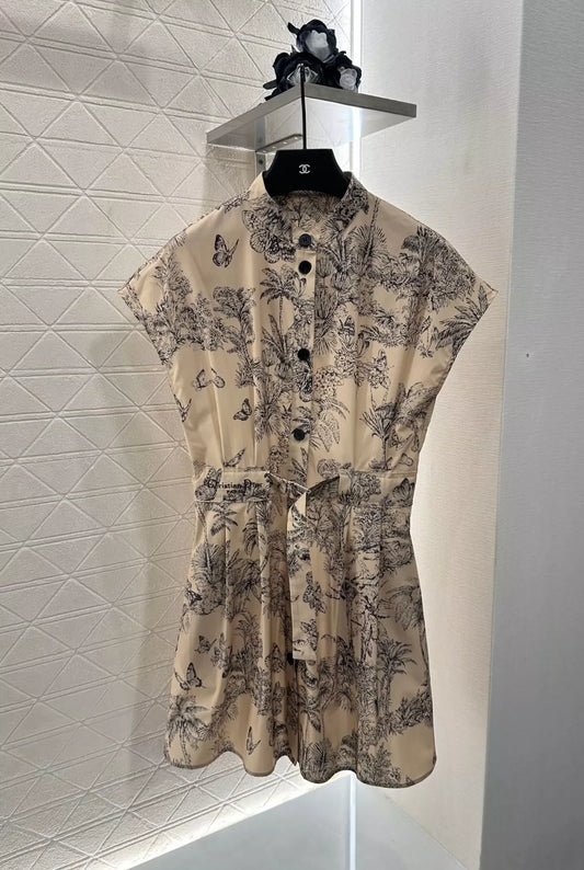 D 25 French retro short-sleeved shirt dress