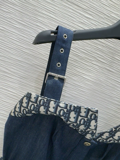 D 25 New Halter Denim Dress