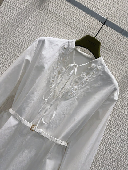 G 25 new lace belt belt long-sleeved shirt dress