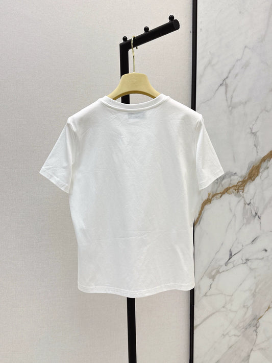 M 25 spring and summer new beaded short-sleeved T-shirt
