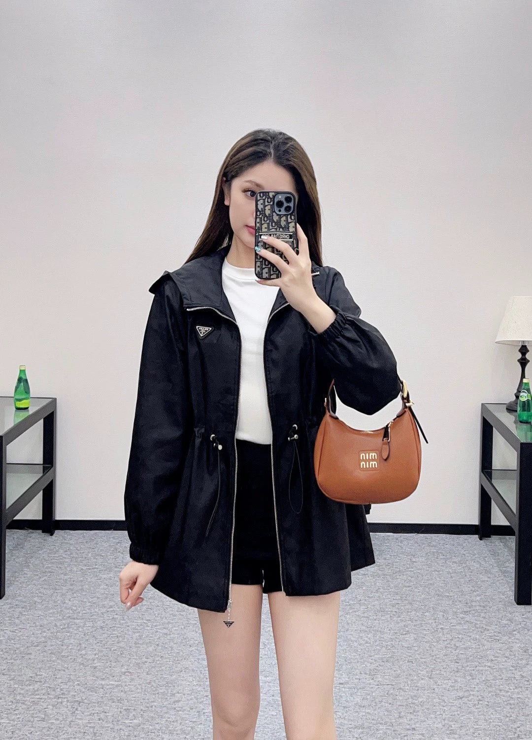 Pr 25 Hooded mid-length coat