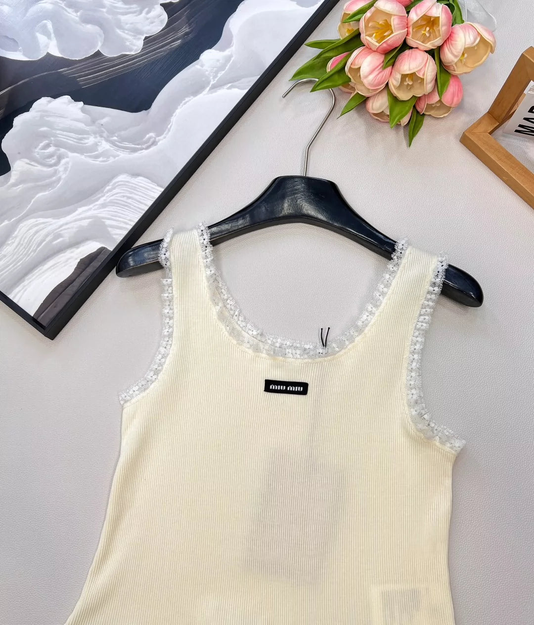 M 25SS Early Autumn New Lace Trimmed Ribbed Vest