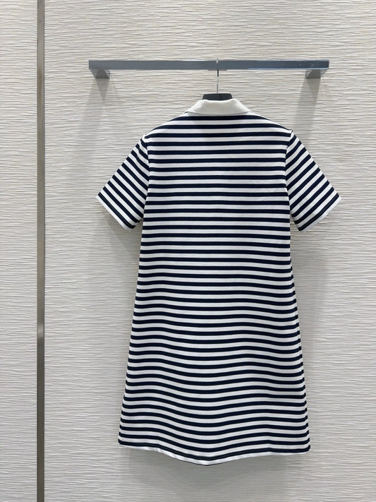 P 25 New Black and White Striped Dress