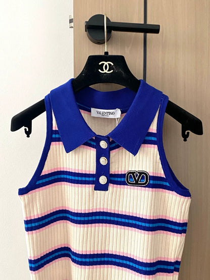 V 25 new striped button lapel vest