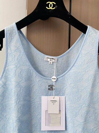 C 25 Rose Pattern Vest(BLUE PINK WHITE)