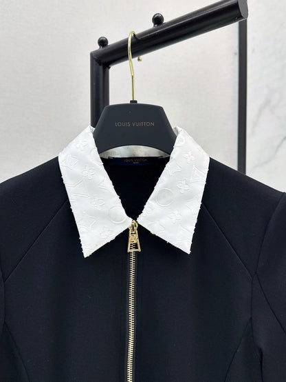 L 25 Spring/Summer New Letter Color Collision Lapel Dresses