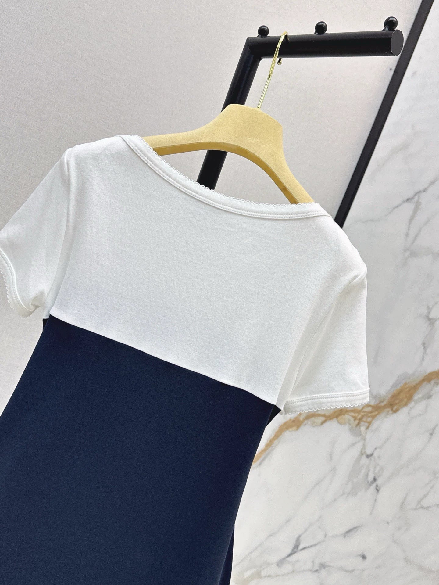 M 25 Spring and Summer New Fake Two Pieces Patchwork Design Dresses