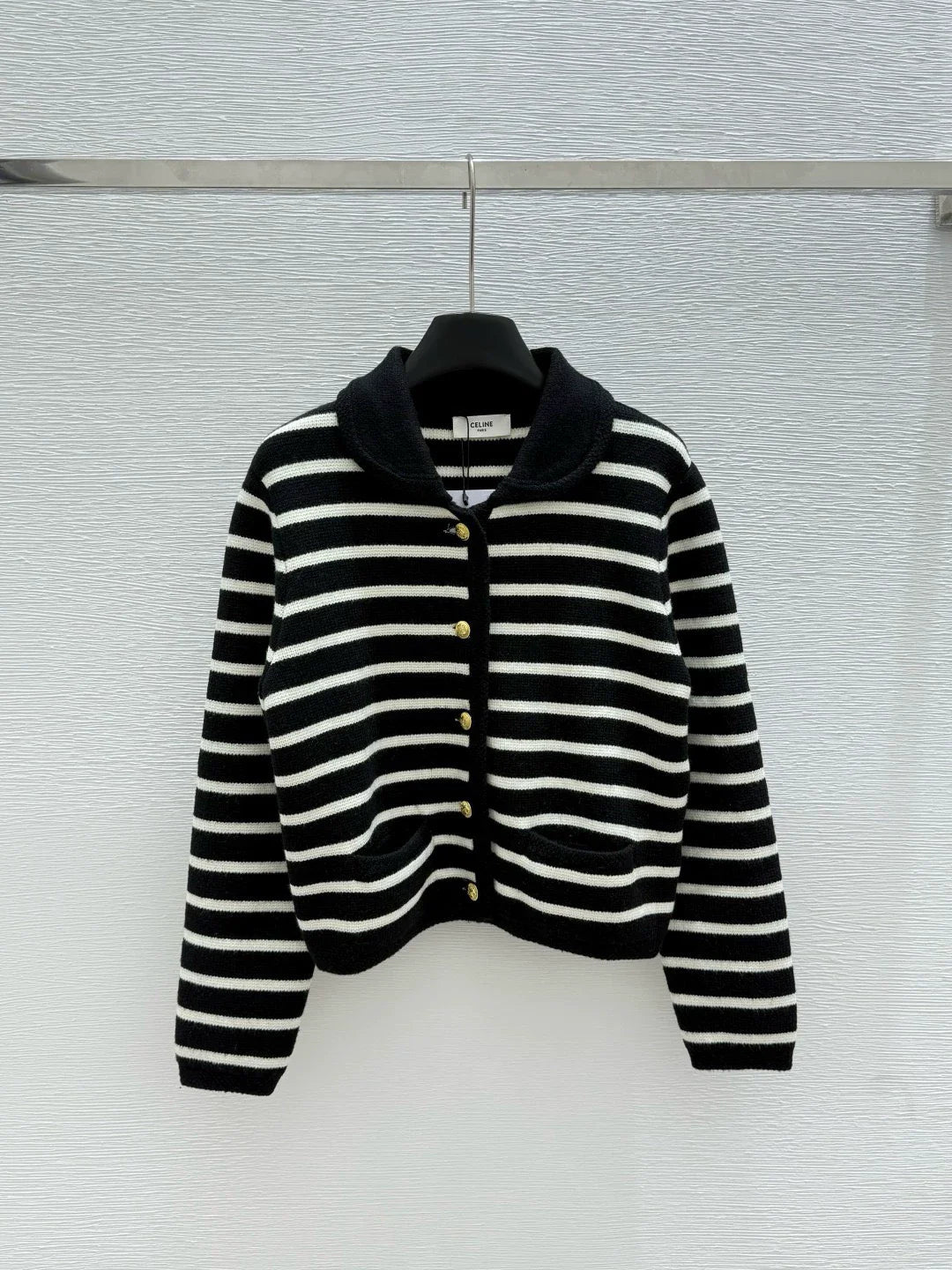 ce 25 Early Autumn New Striped Lapel Long Sleeve Cardigan
