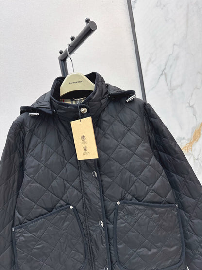 BRU 25 New Diamond Quilted Hooded Down Cropped Jacket