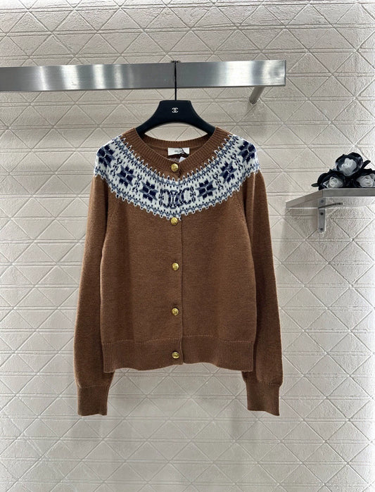 Ce 25 Crochet crew neck cardigan sweater