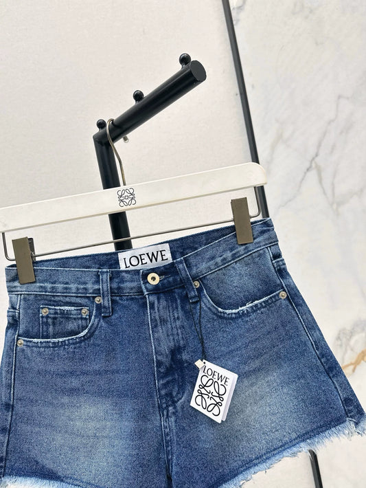 LO 25 Spring and Summer New Vintage Raw Edge Ultra Short Denim Shorts
