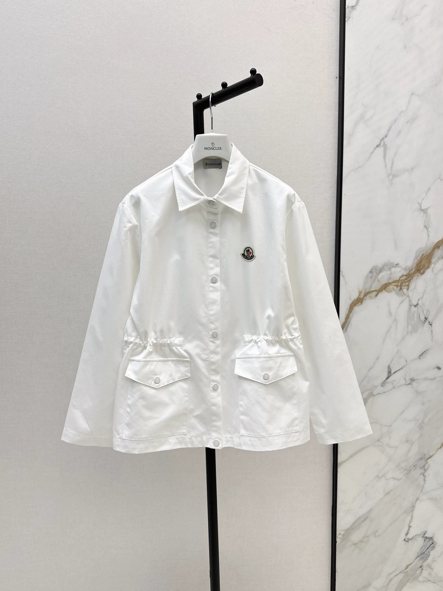 Mon 25fw New style drawstring waist mid-length trench coat