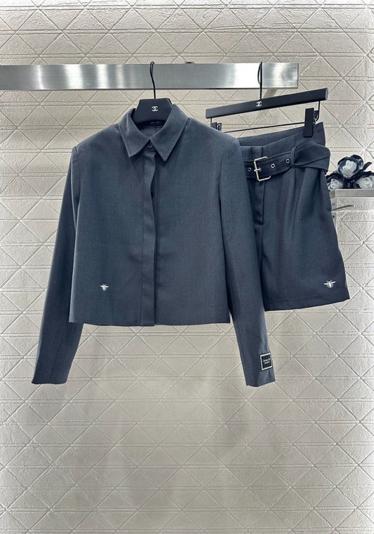 Di 25 Lapel suit belt shorts suit