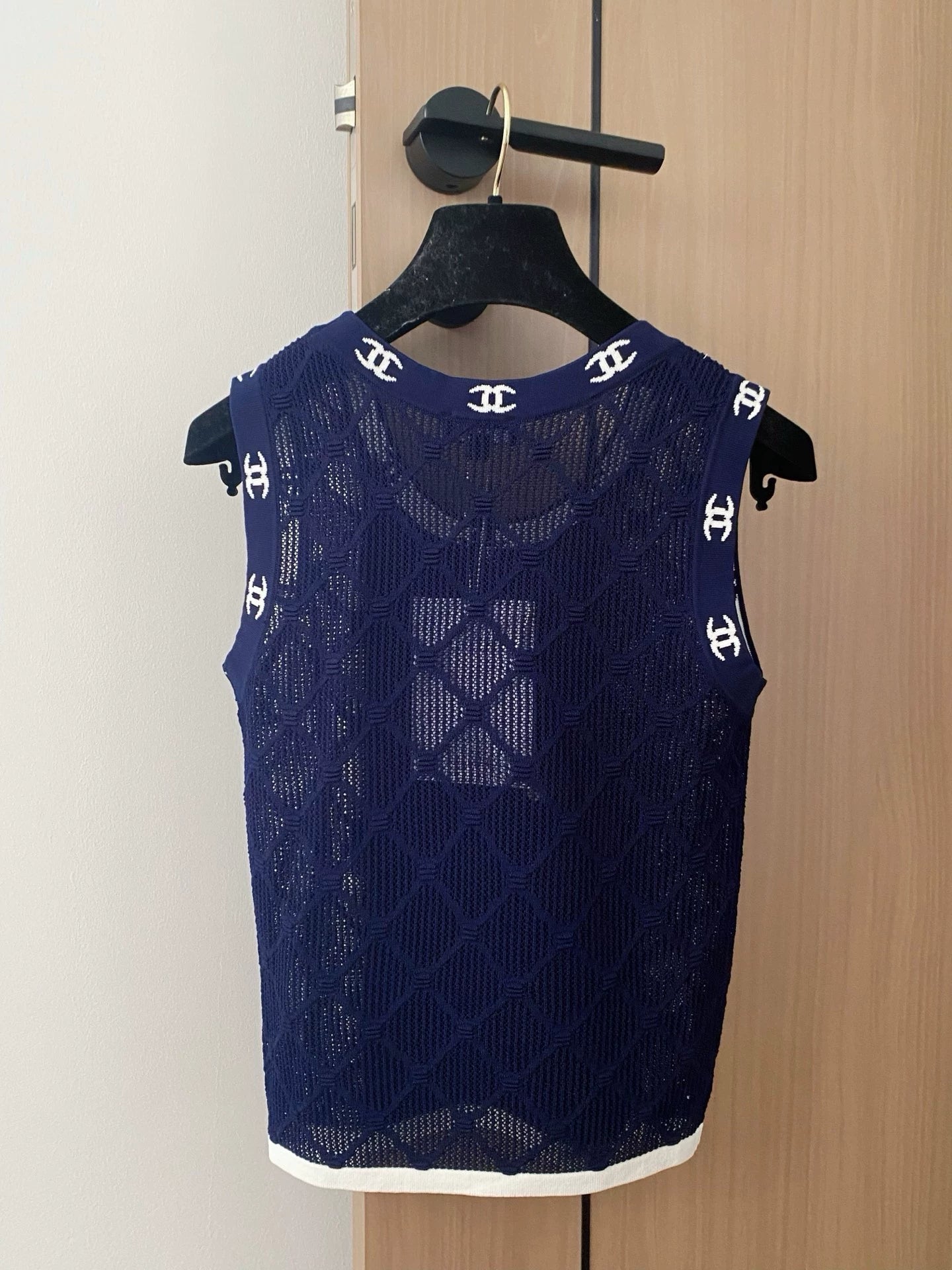 C Frühjahr/Sommer 25 Gitter Weiß/Blau Weste 