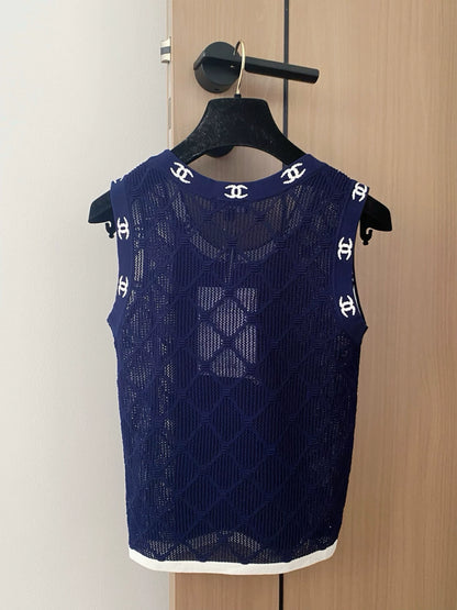 C Frühjahr/Sommer 25 Gitter Weiß/Blau Weste 
