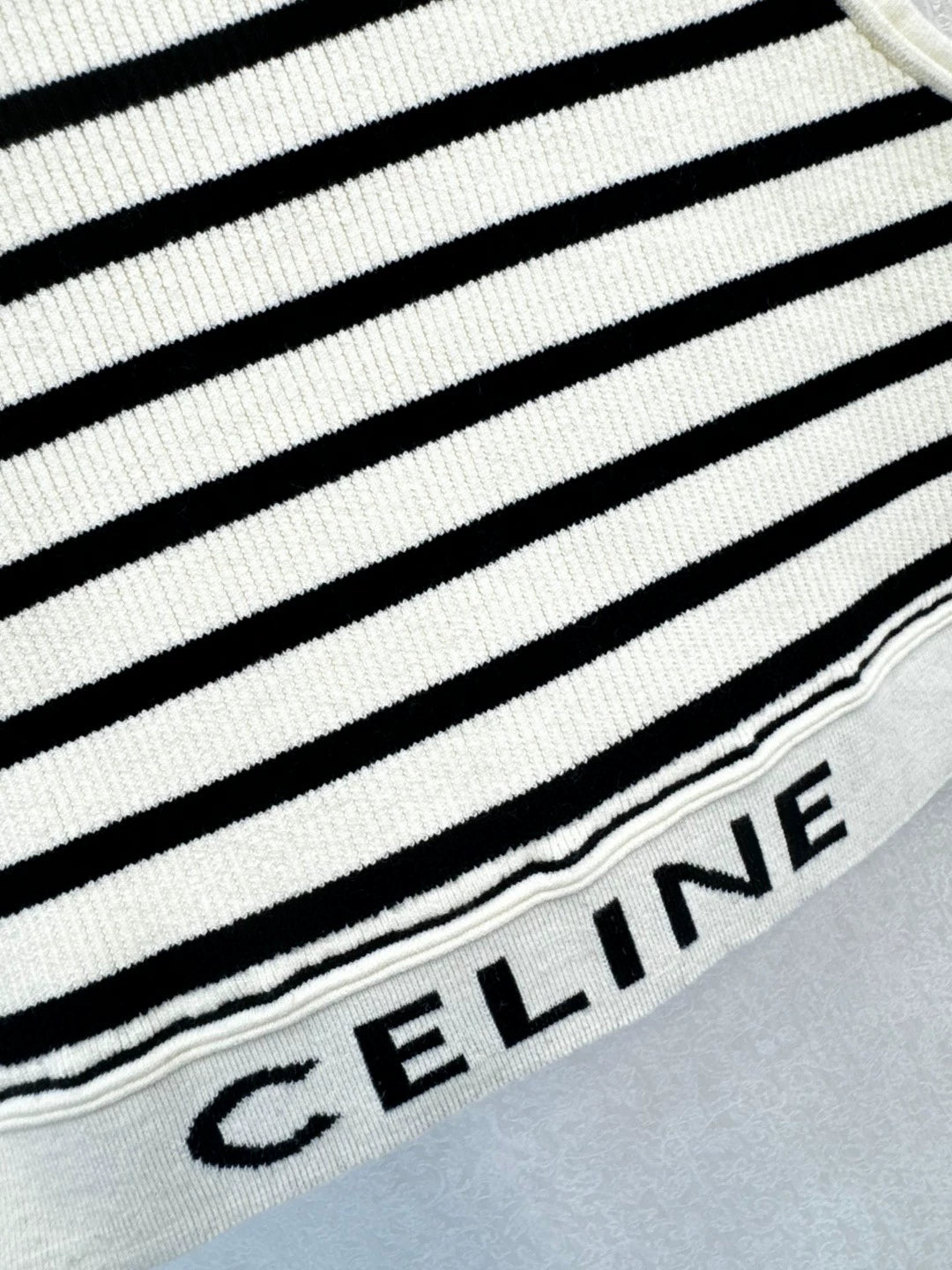 CE 25 New Clashing Stripe Letter Ribbon Knit Tank Top