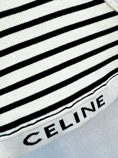CE 25 New Clashing Stripe Letter Ribbon Knit Tank Top