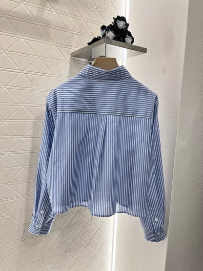 CE 25 new lapel embroidered striped shirt