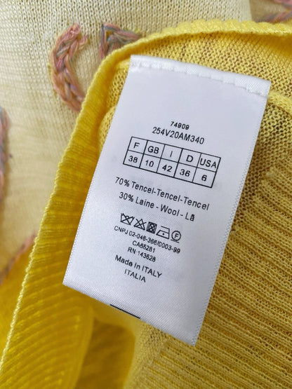 D 25 New Color Clash Star Stripe Crew Neck Sleeveless Knit Tank Top（white sapphire blue yellow ）