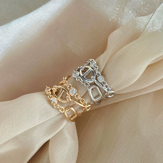 Three-layer rhinestone ring